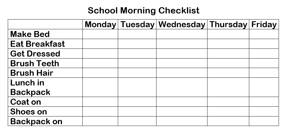 School Morning Checklist