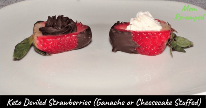 Keto Deviled Strawberries (Ganache or Cheesecake Stuffed)